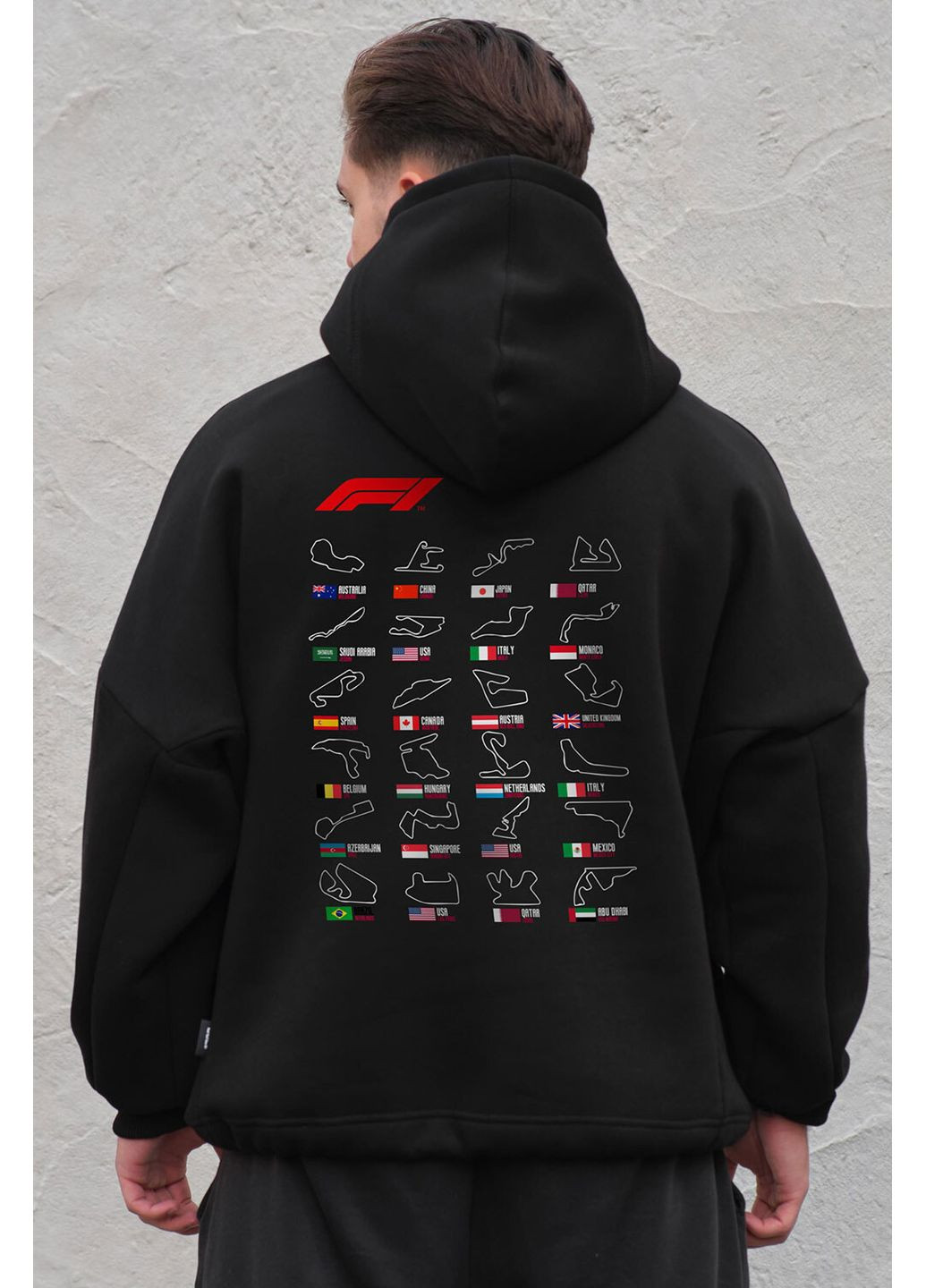 Мужское Оверсайз Худи Толстовка На Флисе С Капюшоном И Принтом Track Black Without (360642001)