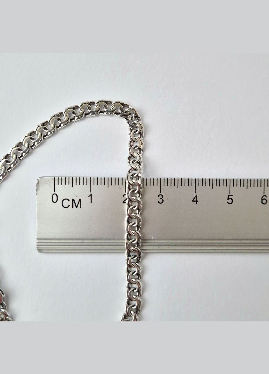 Срібний чорнений браслет плоский Бісмарк 20.5 см срібло 925 проби Чорнене б11 5.90г Nobrand (363969093)