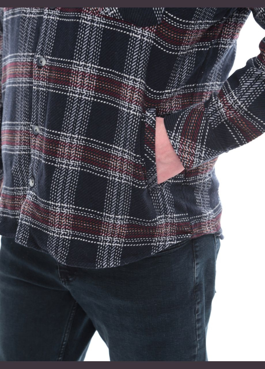 Темно-синяя повседневный рубашка в клетку Jean Piere