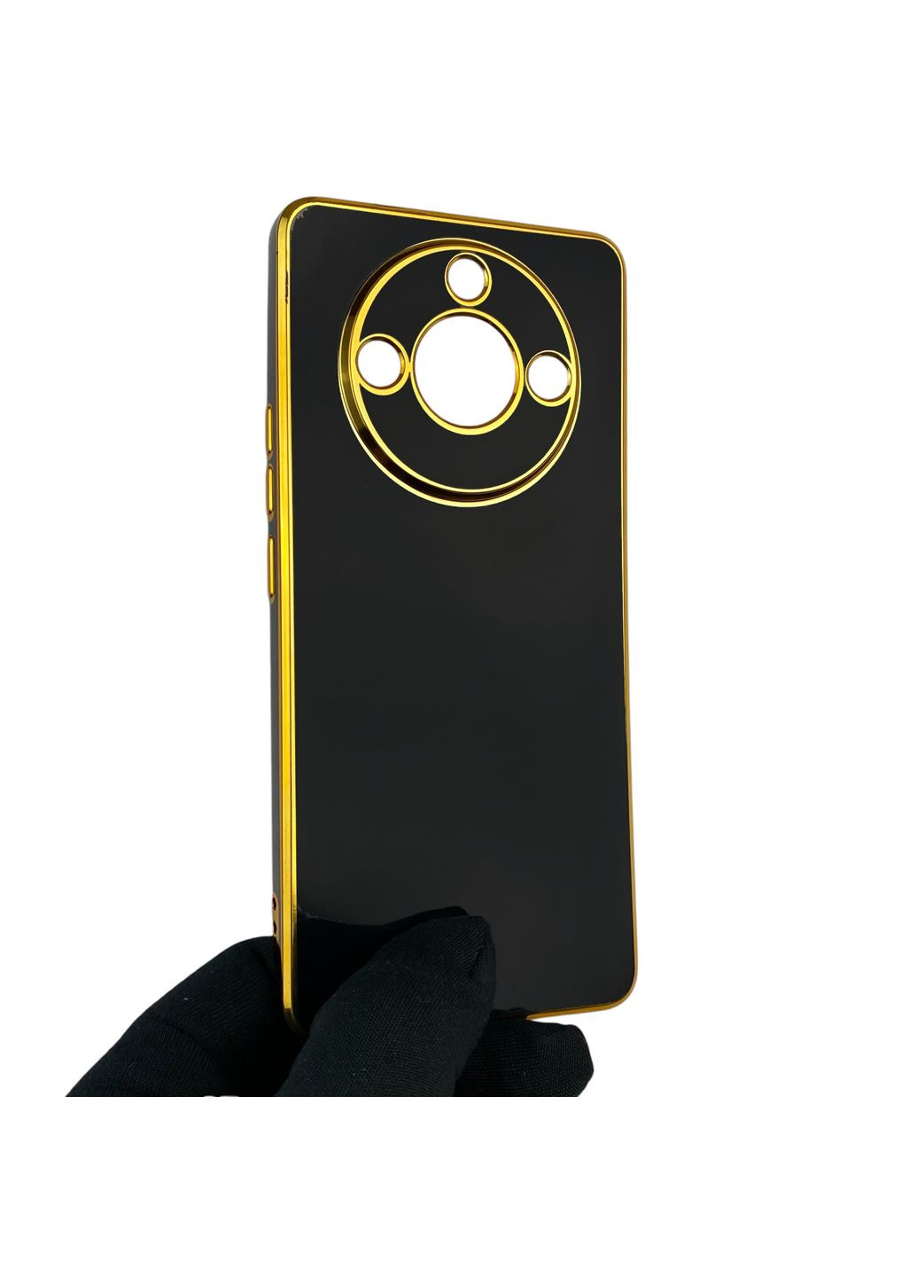 Чехол для 11 Pro 5G с защитой камеры с золотой окантовкой на реалми 11 про черный gs1 Realme (366234874)