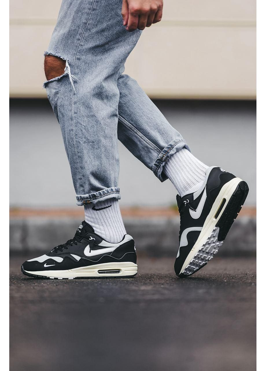 КРОСІВКИ ЖІНОЧІ NIKE AIR MAX 1 X PATTA BLACK WHITE V2 НАЙК АІР МАКС No Brand чорні демісезони (368867406)