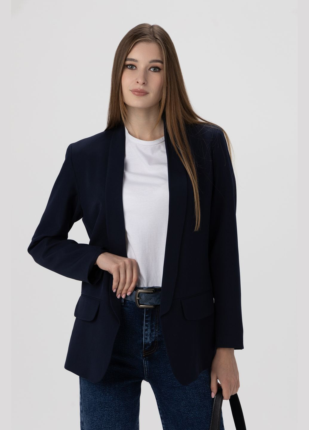 Темно-синий женский пиджак 29 42 Miss Esta - всесезон