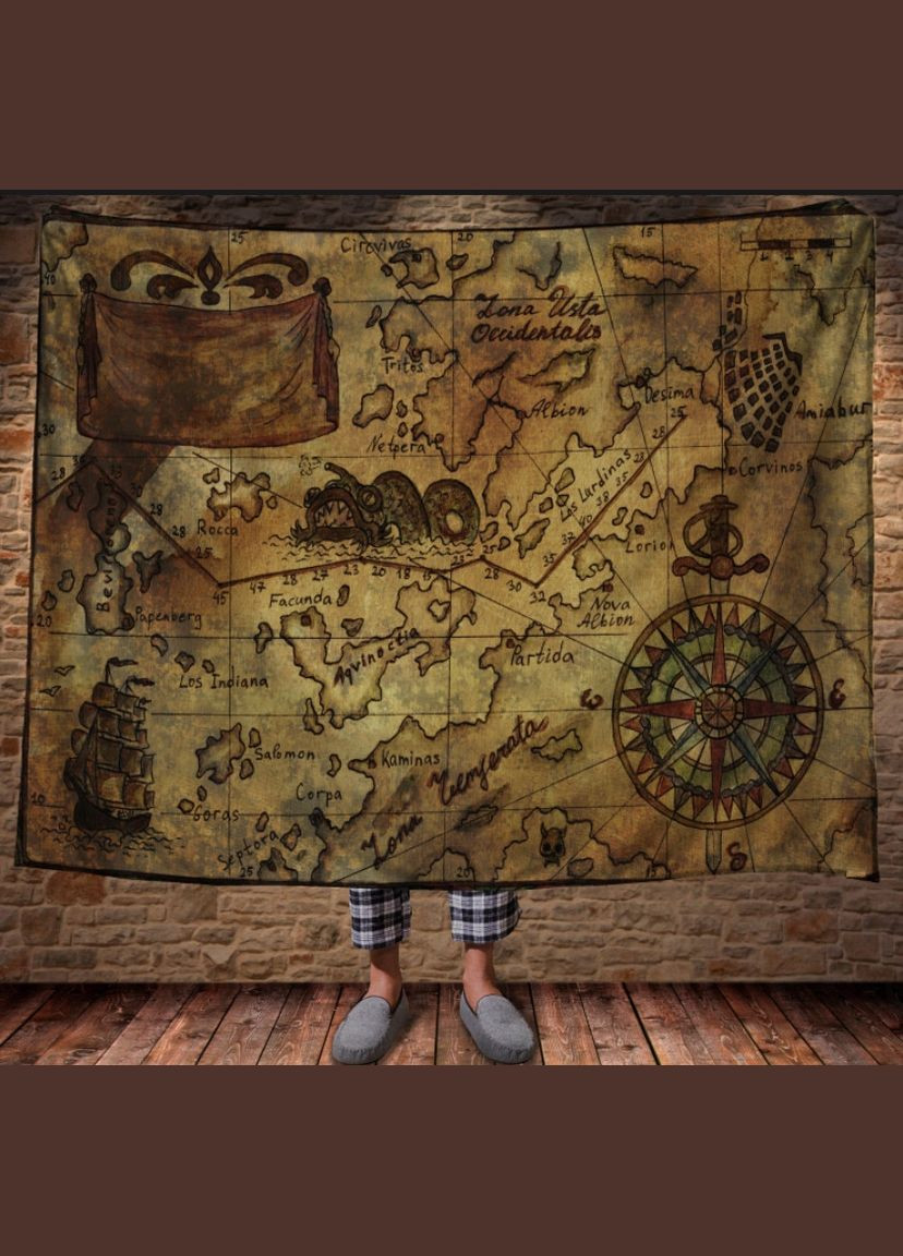 Плед з 3D принтом-Карта піратських скарбів Перша Креативна мануфактура PERFECTUS Плед (301870393)