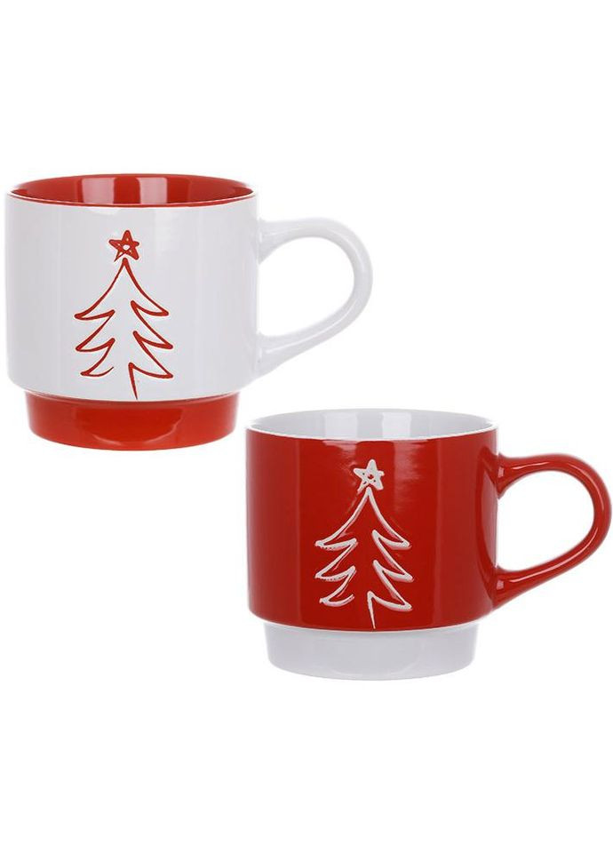 Новогодний набор кружек Елочка Bona Cup 2 керамические кружки 400 мл для подарка праздничные кружки BonaDi (368977243)