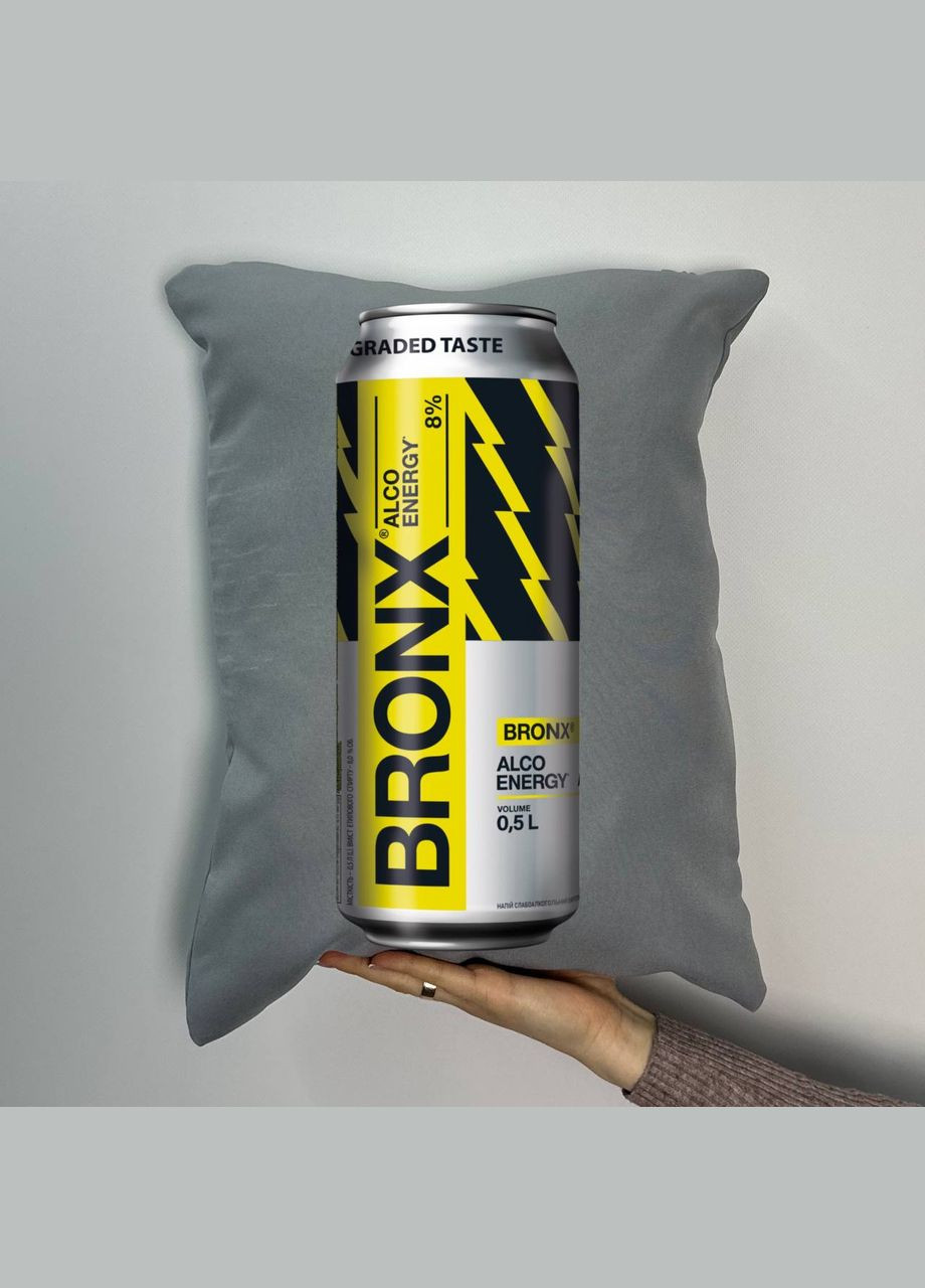 Подушка з принтом габардинова Бронкс, сіра 35х45 (444) Hand Made (350942317)