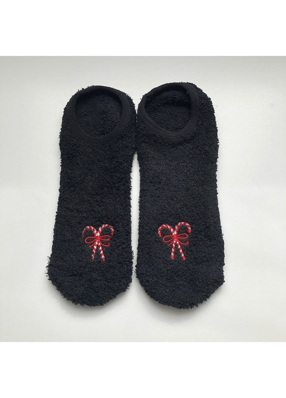 Чёрные новогодние рождественские тапочки-носки со стопперами новогодние (362135711)