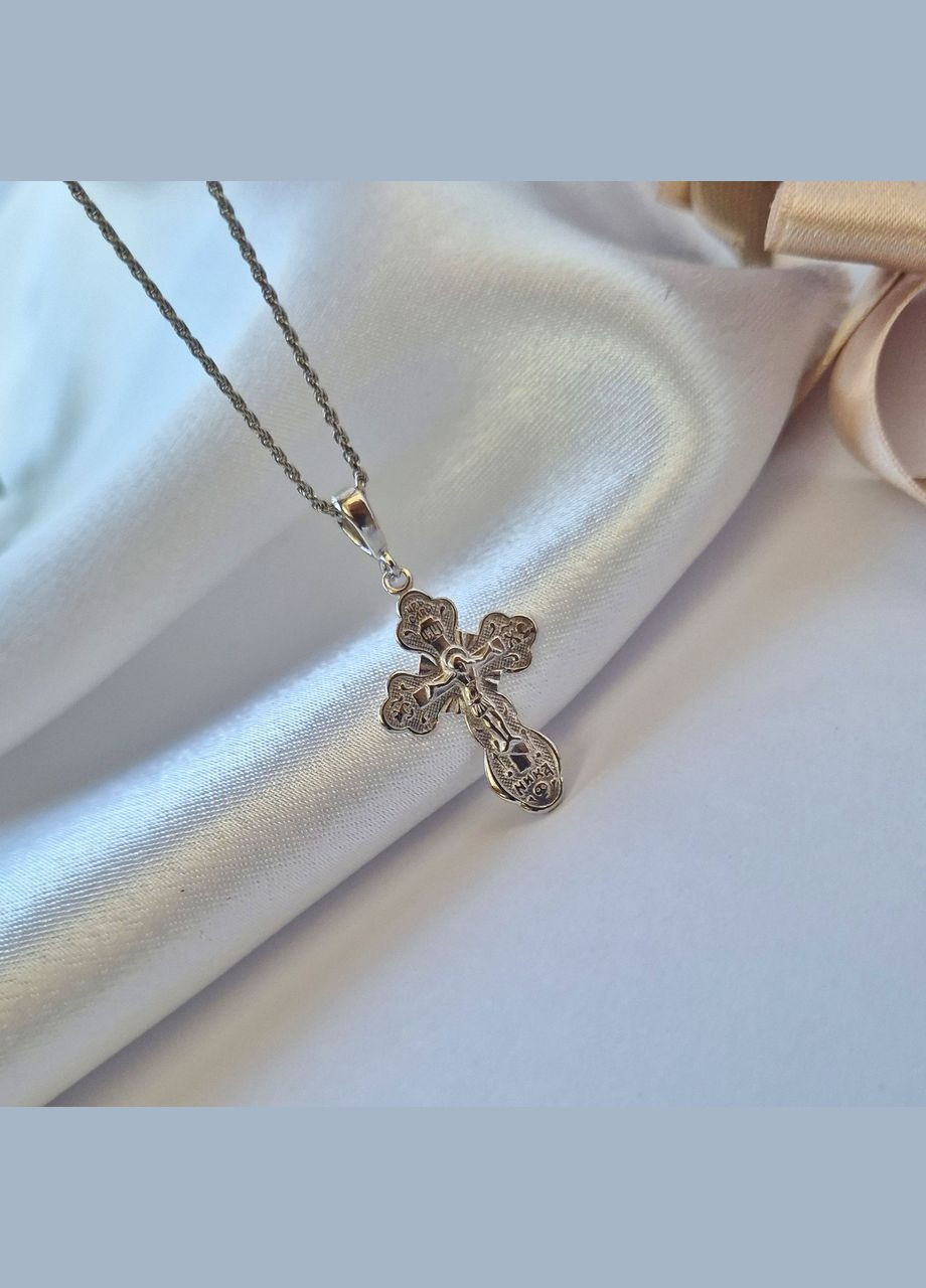 Срібний Хрестик Хрест з розп'яттям срібло 925 проби Родоване 1.60г п2/016 No Brand (306742715)