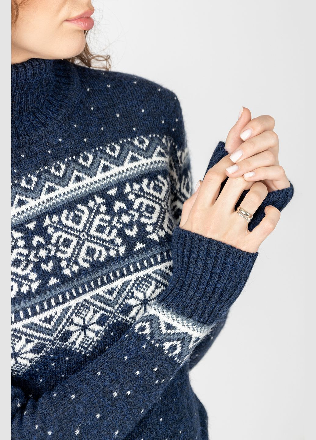 Темно-синій зимовий жіночий светр колір темно-синій цб-00233519 Gerekli