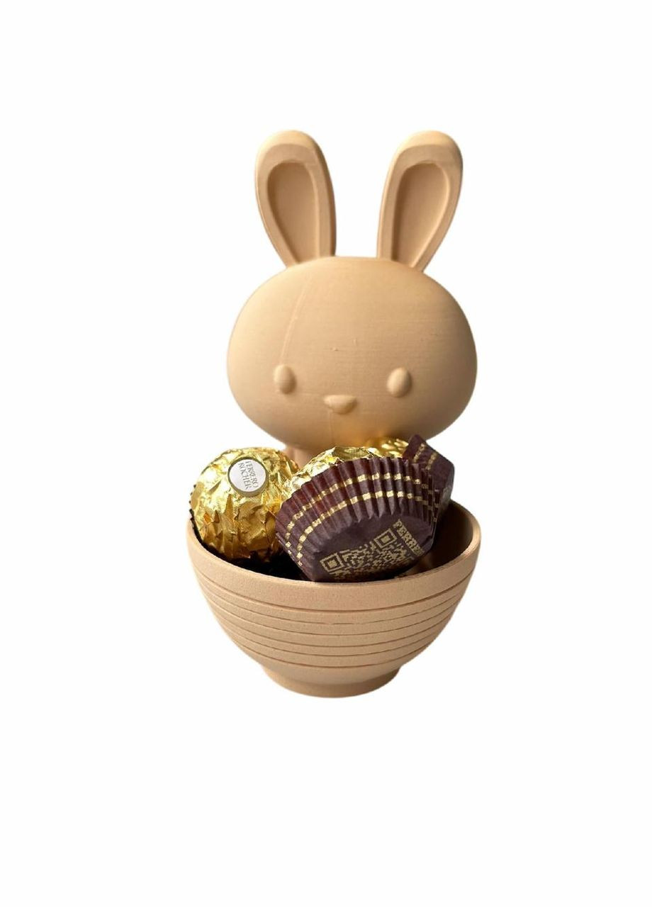 Декоративный зайчик с мисочкой – пасхальная подставка для конфет No Brand (366890064)