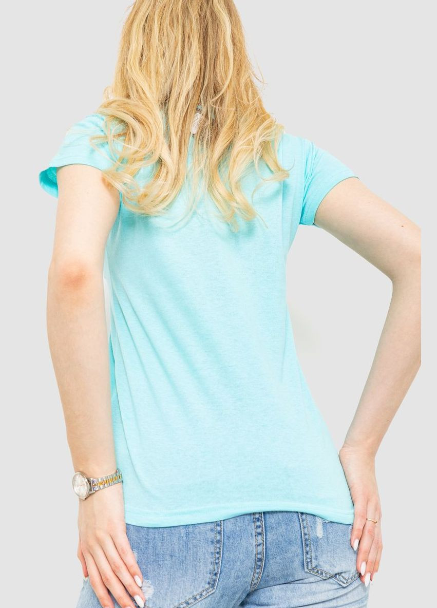 Бирюзовая демисезон футболка женская с принтом, цвет бирюзовый, Ager