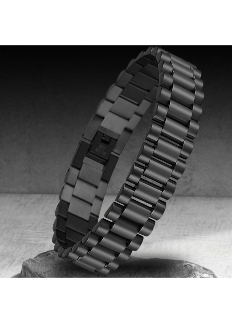 Стальной мужской браслет из ювелирной стали черный 21см No Brand (369964997)