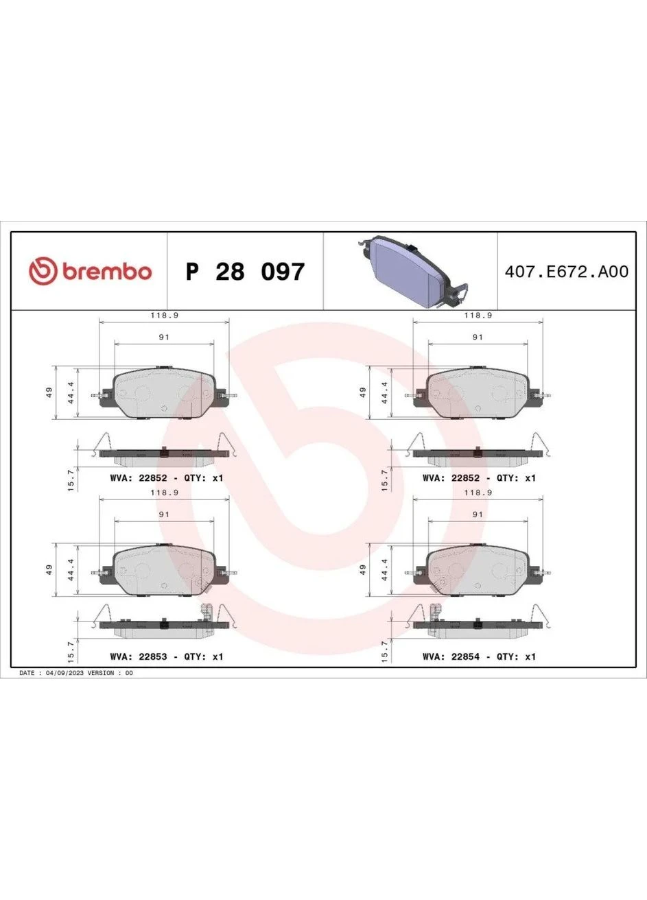 Тормозные колодки дисковые Brembo (374990776)