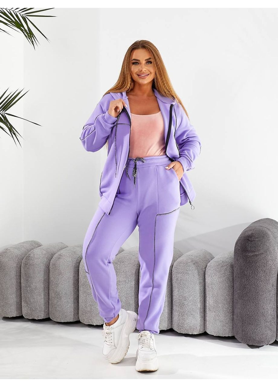 Теплий костюм з тринитки з блискавкою та вставками «кайма-срібло» (заміри в описі) DK/DL Мода без кордонів (361449475)