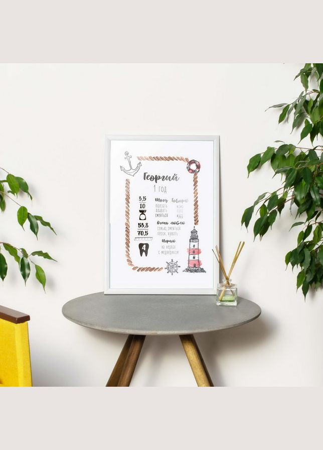 Постер метрика "Морской" персоналізований (BD-pl-54) silver-white BeriDari (293814580)