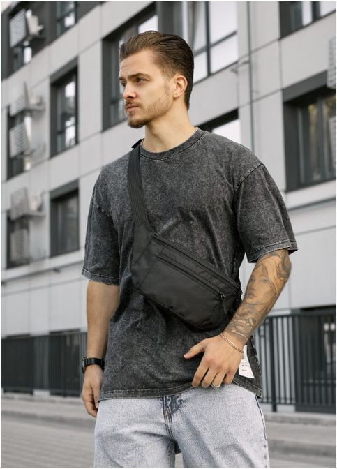 Мужская тканевая поясная сумка бананка Черная (2938038617) Sambag (366036765)