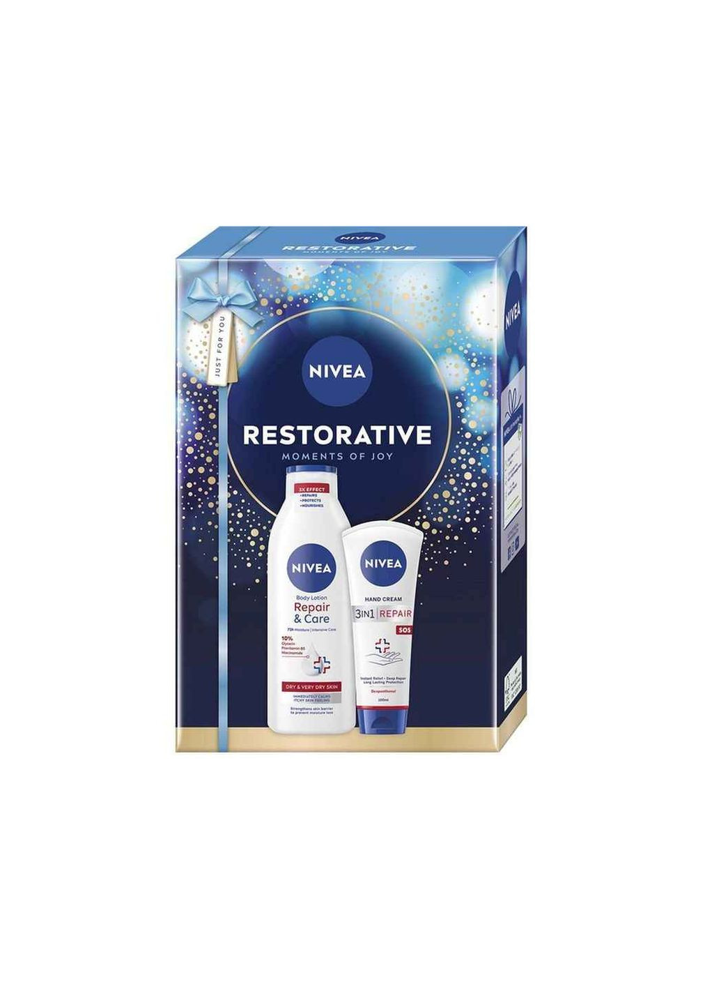 Набір подарунковий для жiнок 2025 Restorative: Лосьйон для тіла+Крем для рук Nivea (369619959)