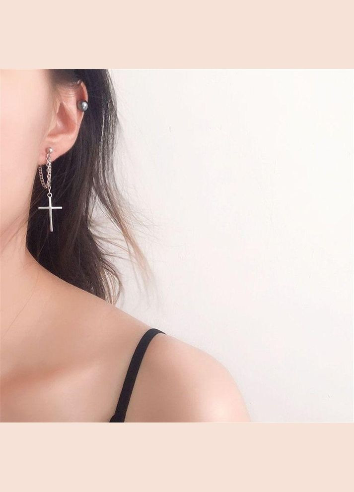 Сережки кліпси з хрестиками без проколу хрест кафф кліпси хрести No Brand (338436426)