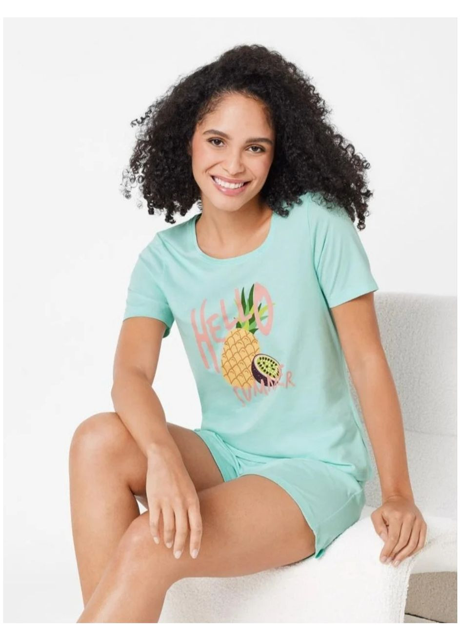Зелена всесезон жіноча піжама літня футболка + шорти Esmara