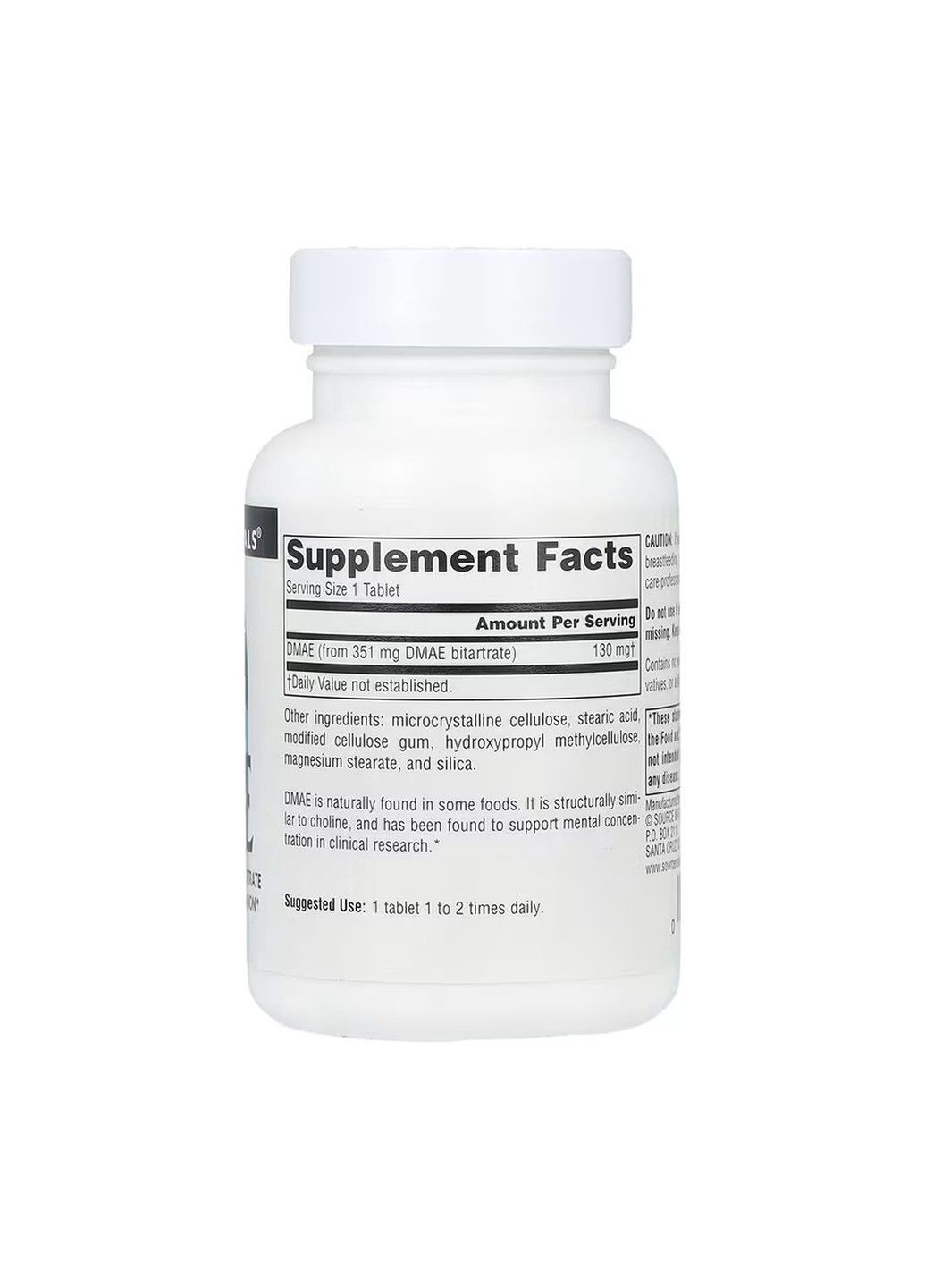 , ДМАЕ, 351 мг, 100 таблеток Source Naturals (365302582)