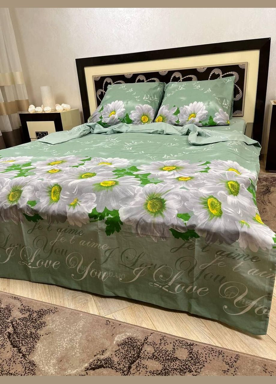 Постільна білизна бавовняна Комілотея Євро 200 x 220 Бязь Зелена 70 х 70 No Brand (303616759)