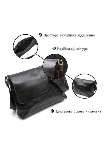 Сумка (11429) Grande Pelle Шкіряна чоловіча Чорна (366106211)