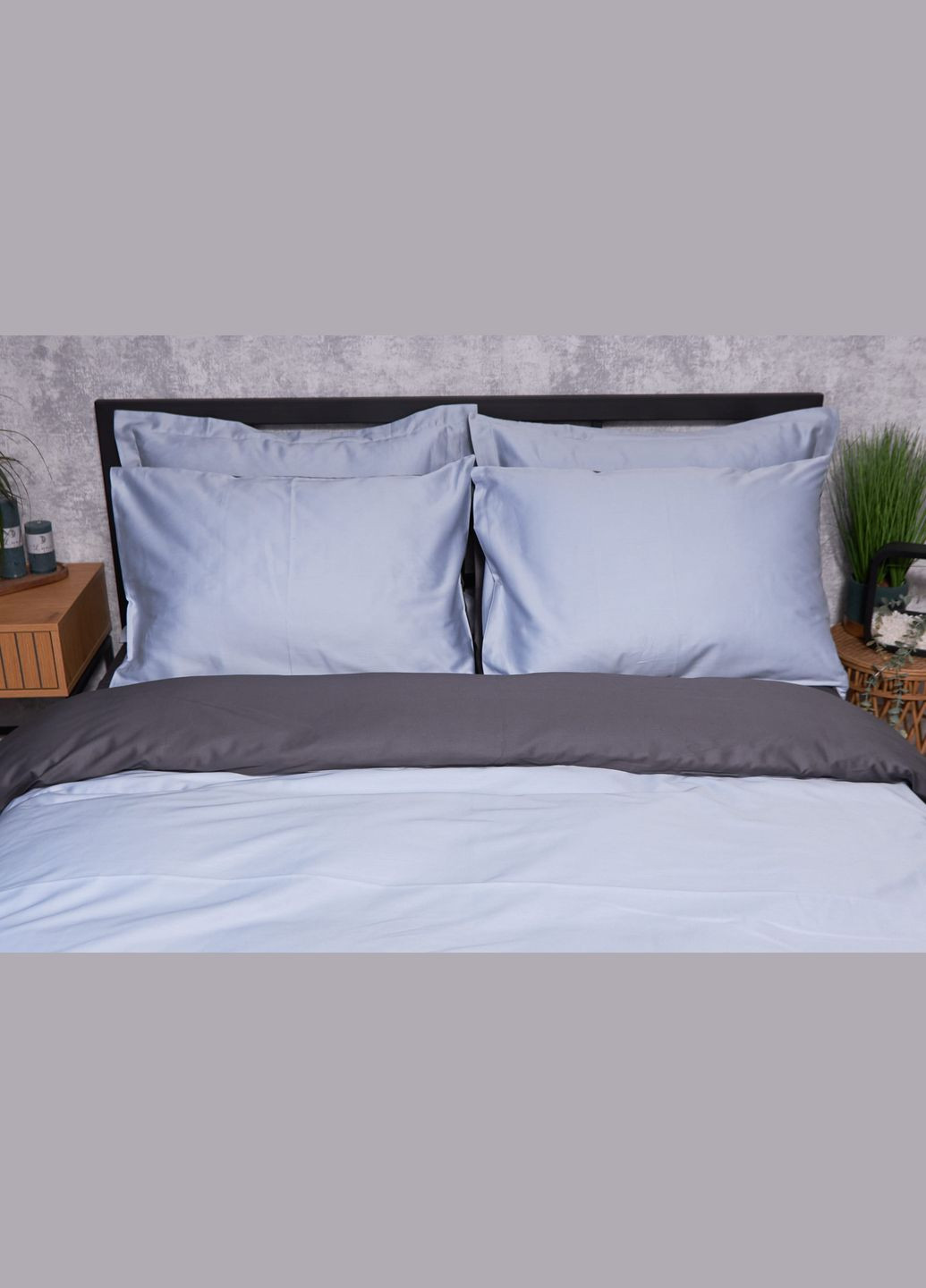 Комплект постельного белья Satin Premium двуспальный 175х210 наволочки 4х70х70 (MS-820002867) Moon&Star skyline gray (288044324)