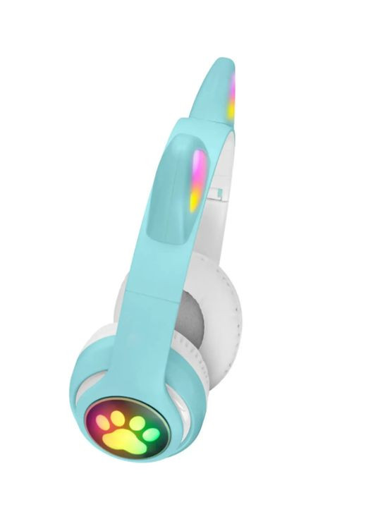 Бездротові навушники з вушками, STN-28, Блакитні / Bluetooth навушники / Дитячі навушники з підсвічуванням No Brand (357226546)