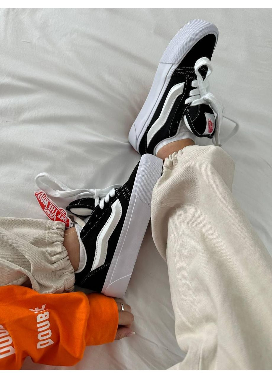 Черные демисезонные кеды мужские vans knu skool platform black white ванс кну скул No Brand