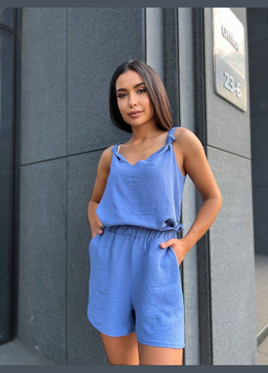 Женский летний костюм (шорты+майка) голубого цвета 33342 No Brand (334302546)