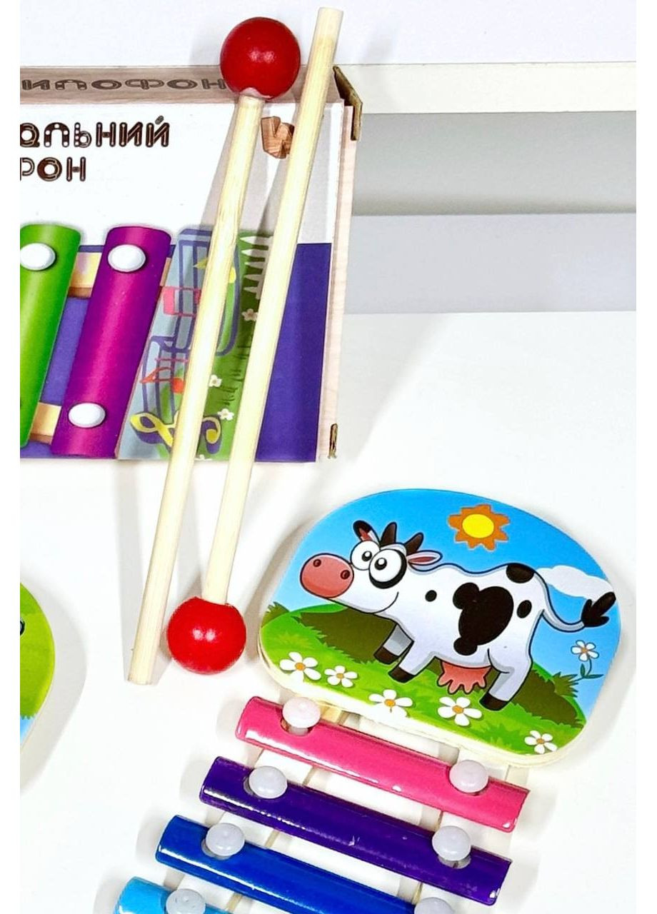 Дитячий дерев'яний музичний ксилофон " " 18904 з тваринкою WToys (355794528)