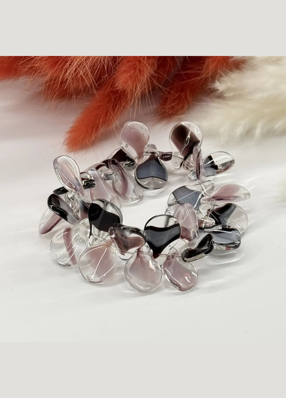 Браслет на резинке Муранское стекло Лепестки цвет розово-белый d-19х13мм обхват 18см No Brand Браслет (331145999)