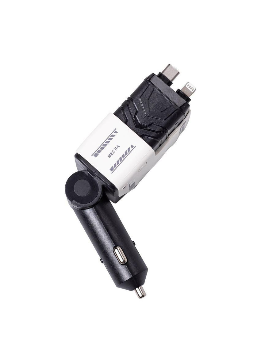 Автомобильное зарядное устройство MECHA с выдвижными кабелями и портами USB/Type-C Белый HP-A1W Shenzhen (368767441)
