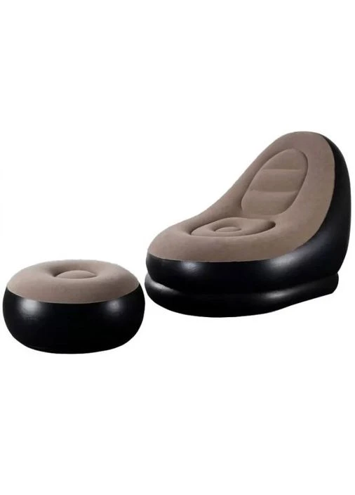 Надувне крісло з пуфом для відпочинку AIR SOFA велюрове No Brand (380281752)