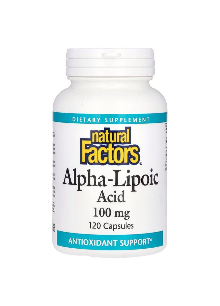 Альфа-липоевая кислота Alpha-Lipoic Acid 100 mg, 120 капсул для антиоксидантной защиты Natural Factors (329188346)