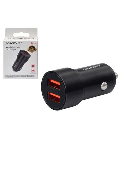 Автомобільний зарядний пристрій BZ19, USB-A 1/2: 5V/2.4A Black Borofone (392947779)