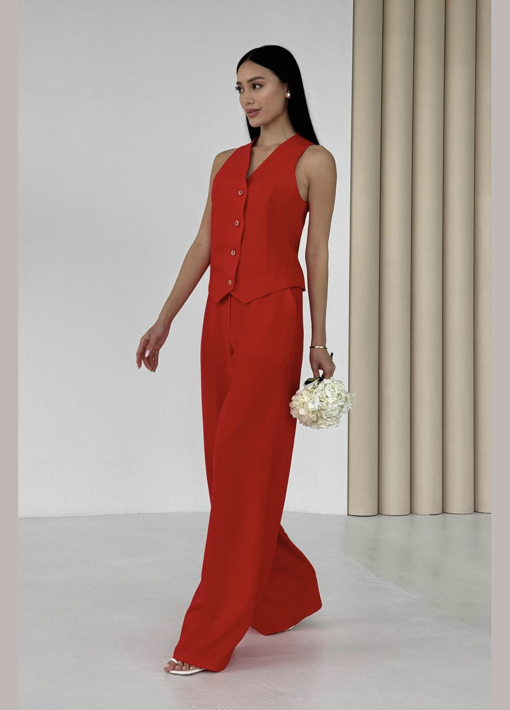 Класичні брюки-палаццо червоного кольору Jadone Fashion (292653102)