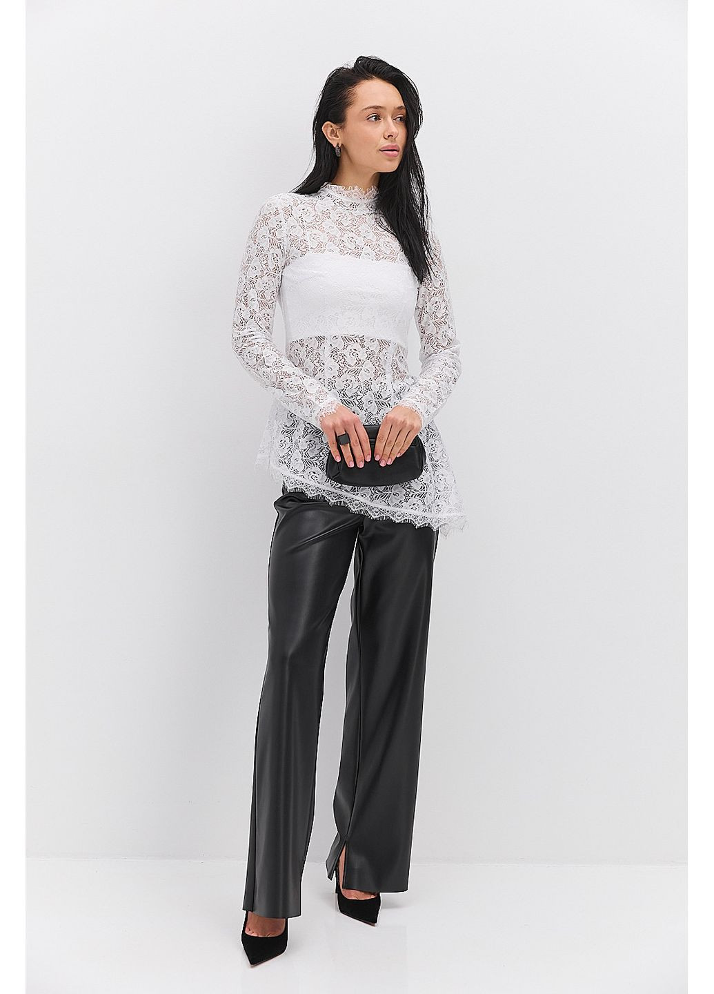 Белая кружевная блуза с асимметричным низом и топом в комплекте Arjen