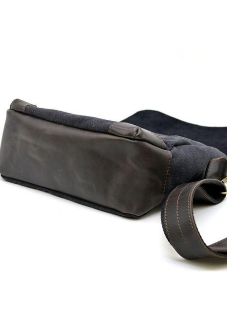 Сумка крос-боді через плече чоловіча з натуральної шкіри та текстилю середня Сірий 36768 TARWA (353690180)