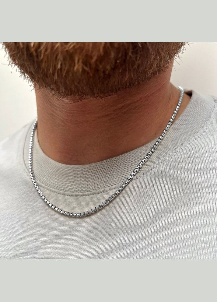 Чоловічий металевий срібний ланцюжок на шию з нержавіючої сталі Бісмарк, підвіска 3 мм No Brand (328048516)