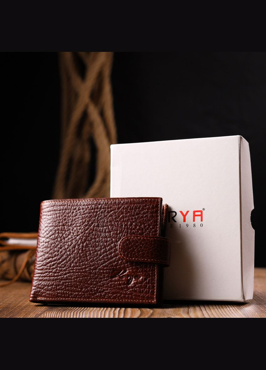 Зручний чоловічий гаманець з хлястиком із натуральної шкіри 21088 Karya (331910514)