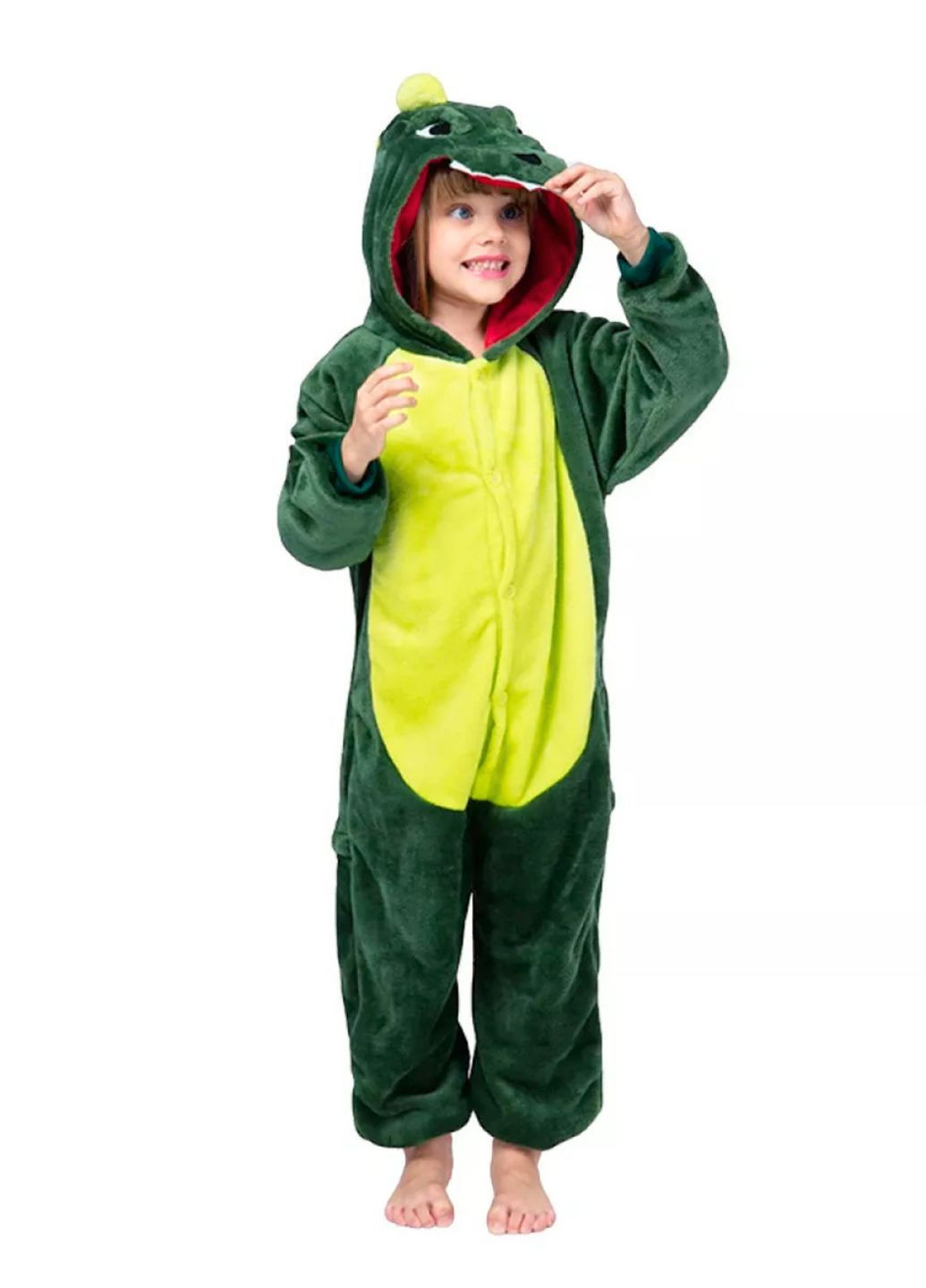 Кігурумі піжама Динозавр для дівчаток зелена тепла комбінезон плюшевий Lalapka (373254756)