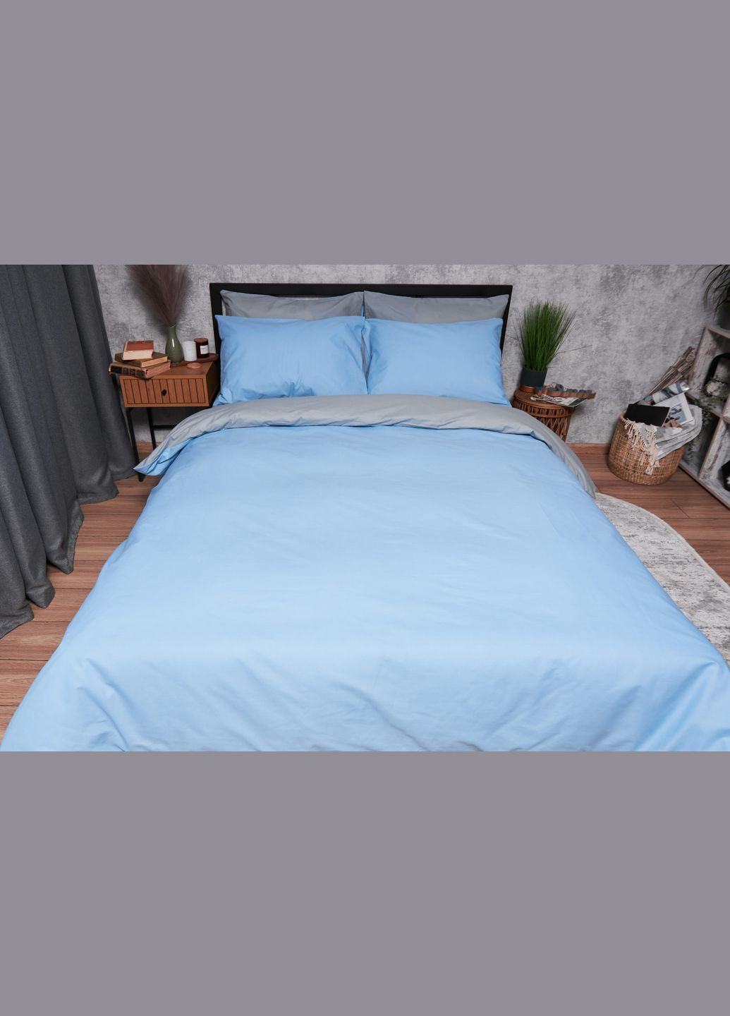 Комплект постільної білизни Бязь Gold Люкс сімейний 160х220х2 наволочки 2х70х70 (MS-820003112) Moon&Star Nordic Gray (288043728)