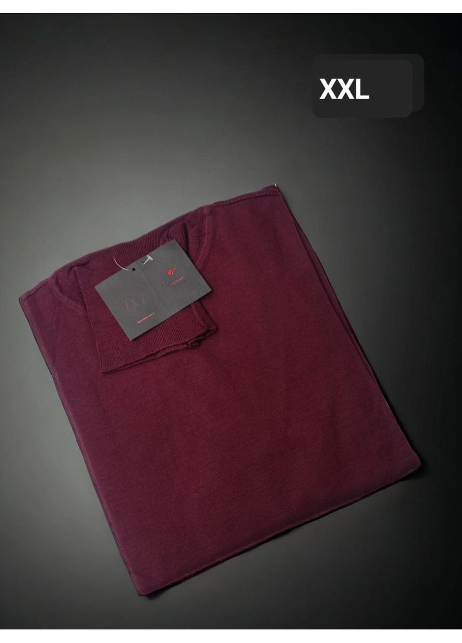 Бордовый демисезонный 🖤 классический мужской свитер с отворотом из турецкого трикотажа — замеры в описании DK/DL Мода без кордонів