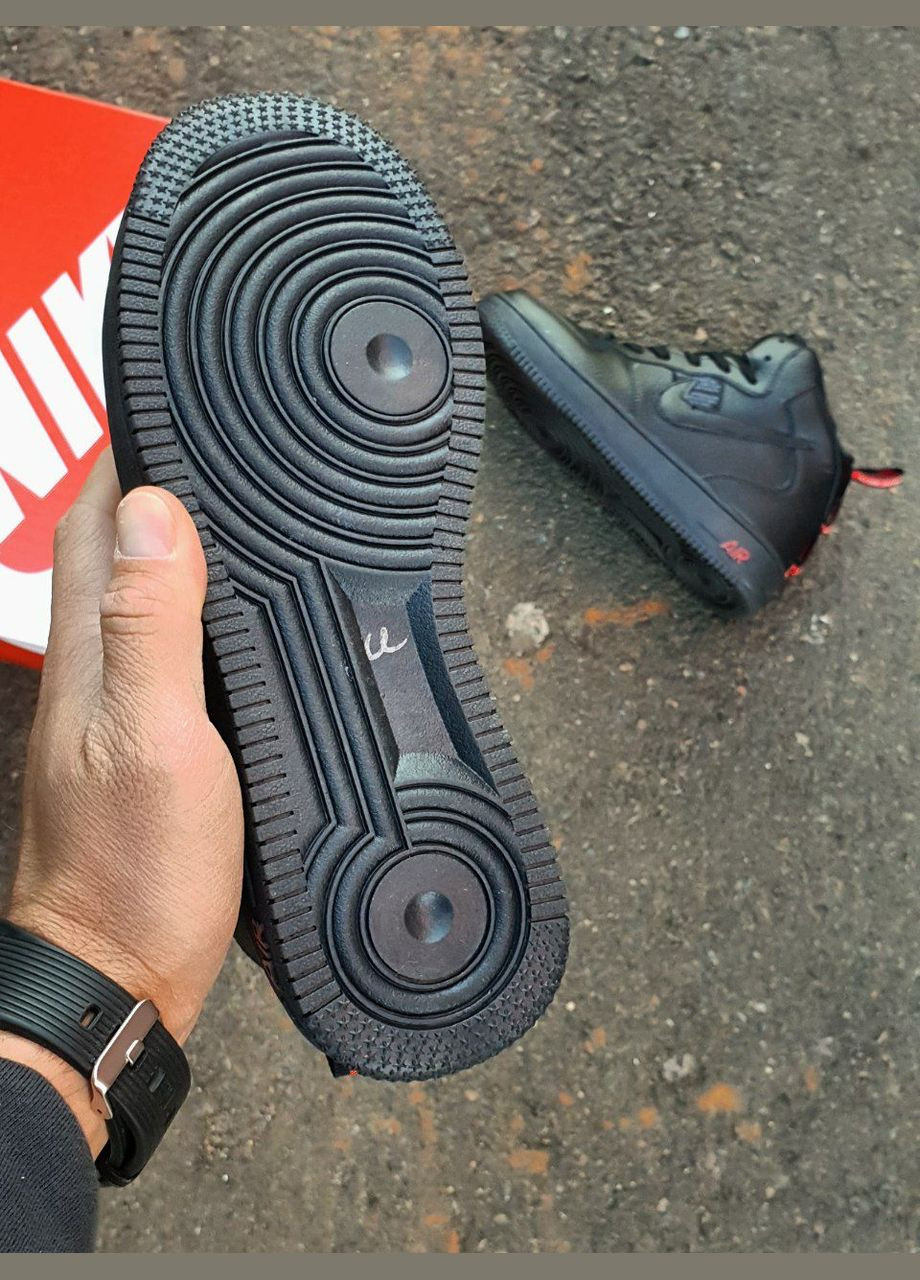 Кросівки зимові жіночі Nike Air Force 1 utiliti winter high black fur | Найк Аір Форс 1 високі чорні з хутром No Brand чорні зими (309006110)