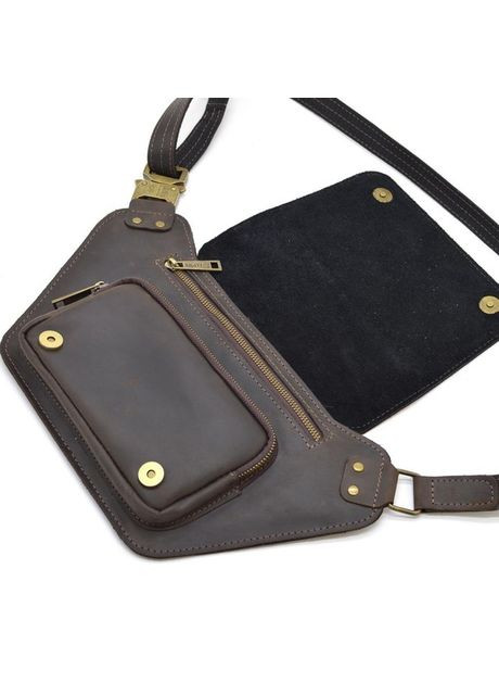 Сумка на пояс через плечо мужская из натуральной кожи большая Темно-коричневый 35140 TARWA (333299993)