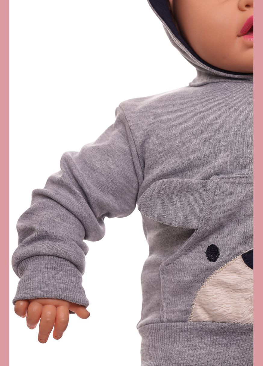 Синій демісезонний костюм із довгим рукавом для хлопчика трикотажний із собачкою сірий 86 см (30316) BABYKROHA