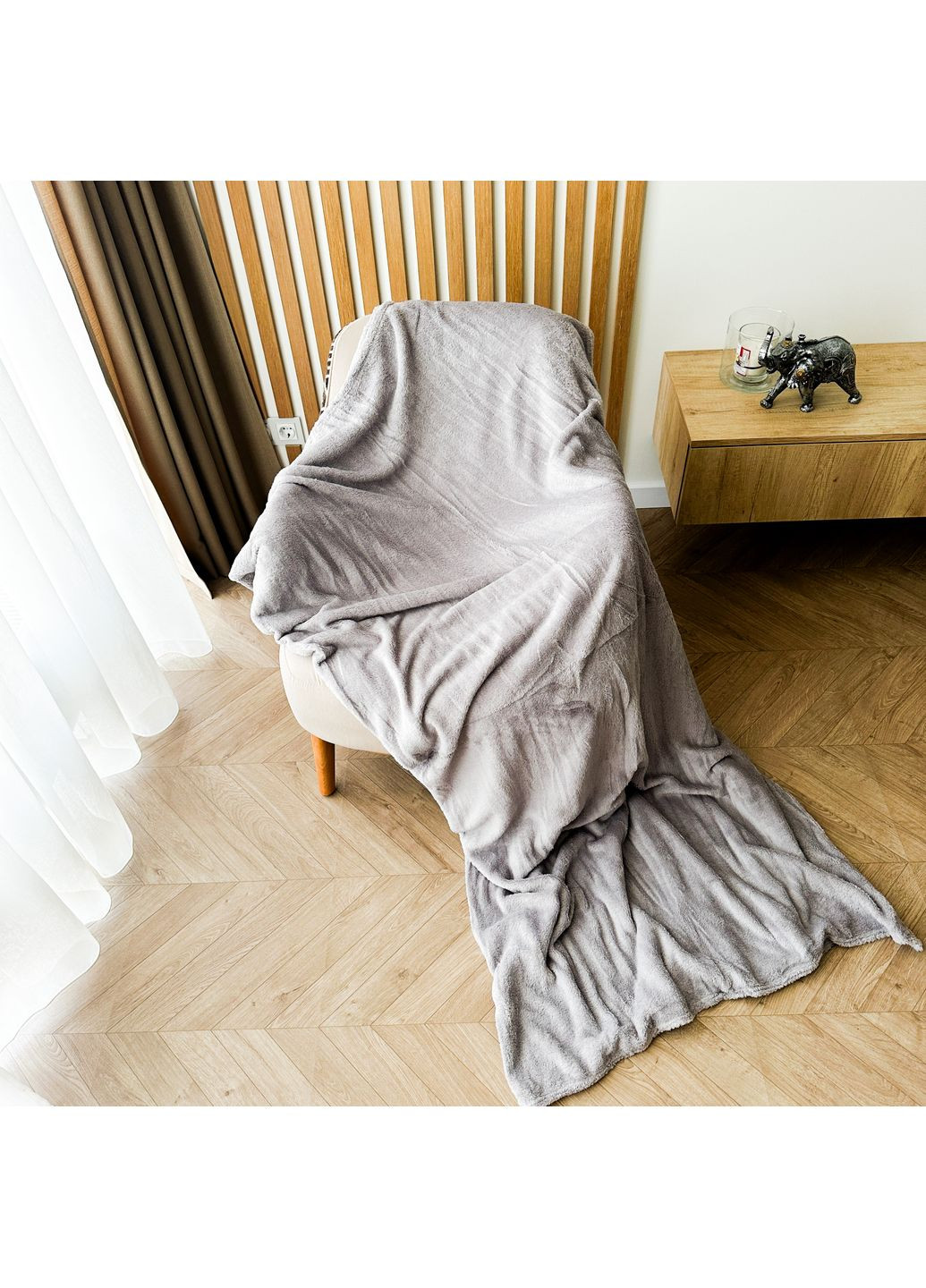 Плед гладкофарбований Сірий 180х200 см Lelit (350623849)