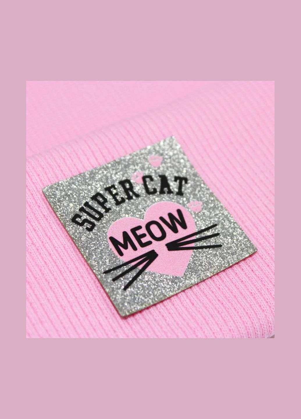 Нашивка из глитера "Meow" super cat серебряного цвета (921) No Brand (335812321)