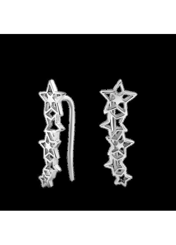 Серебряные серьги каффы с большими звездочками No Brand (333705851)