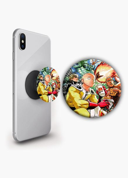 Держатель для телефона PopSockets Аниме Ванпачмен #03 Черный No Brand (304503939)